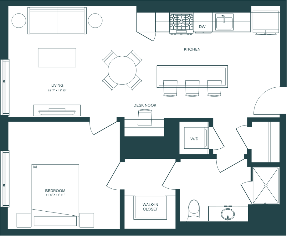 Floor plan for unit 611