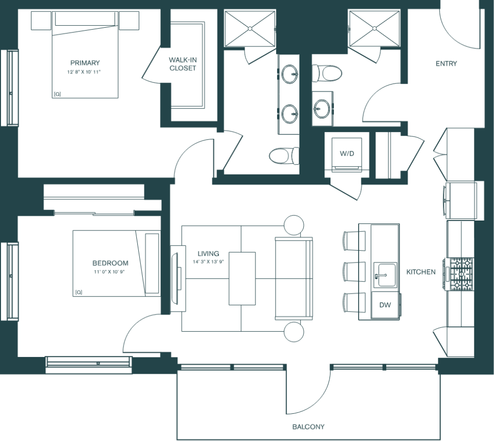 Floor plan for unit 423