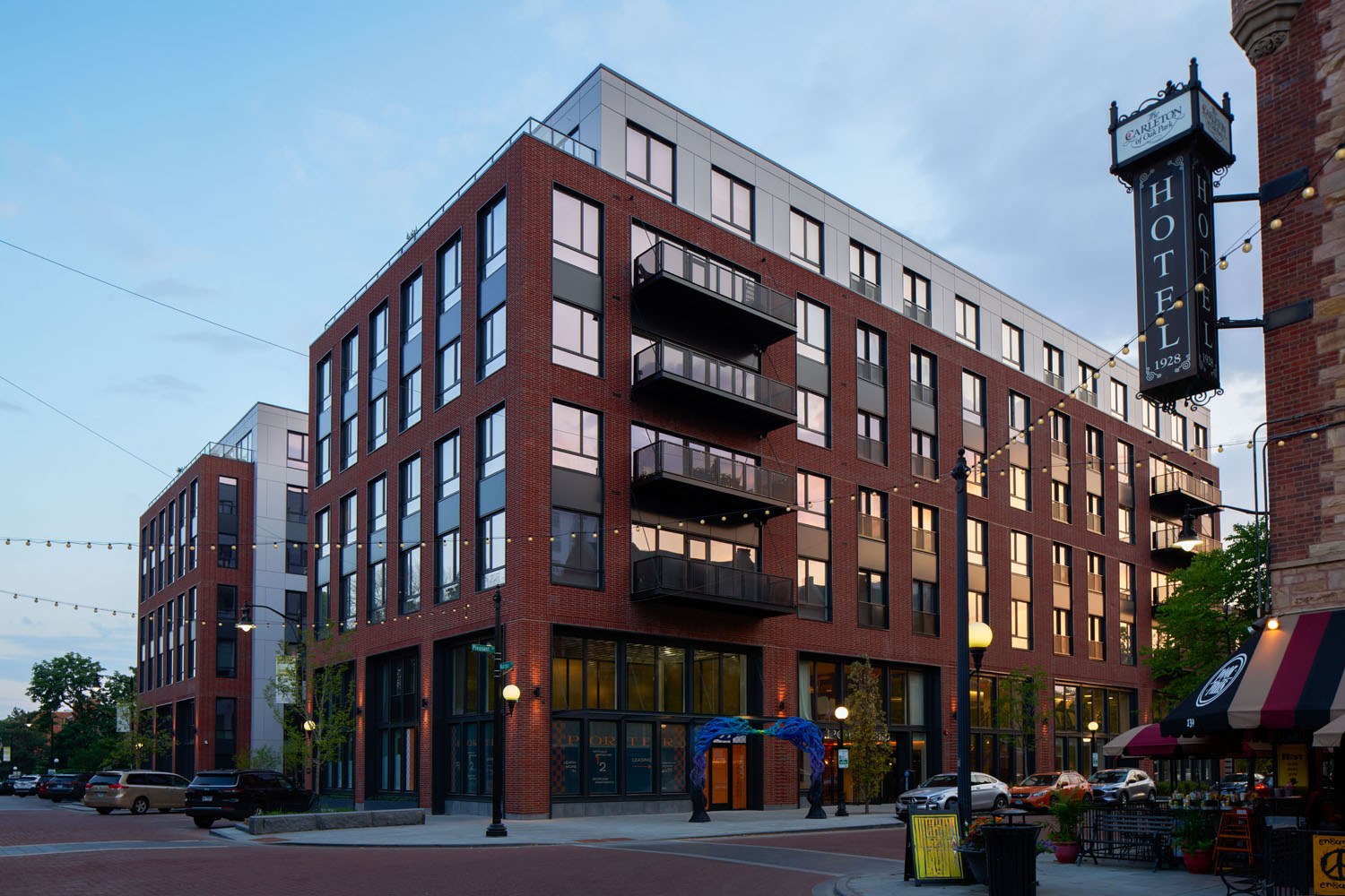 Building at dusk