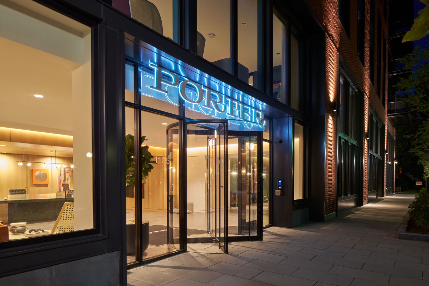 Entrance at night