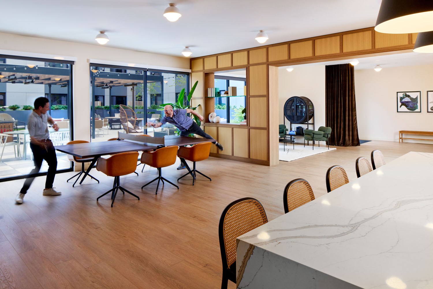 Game room with outdoor terrace access